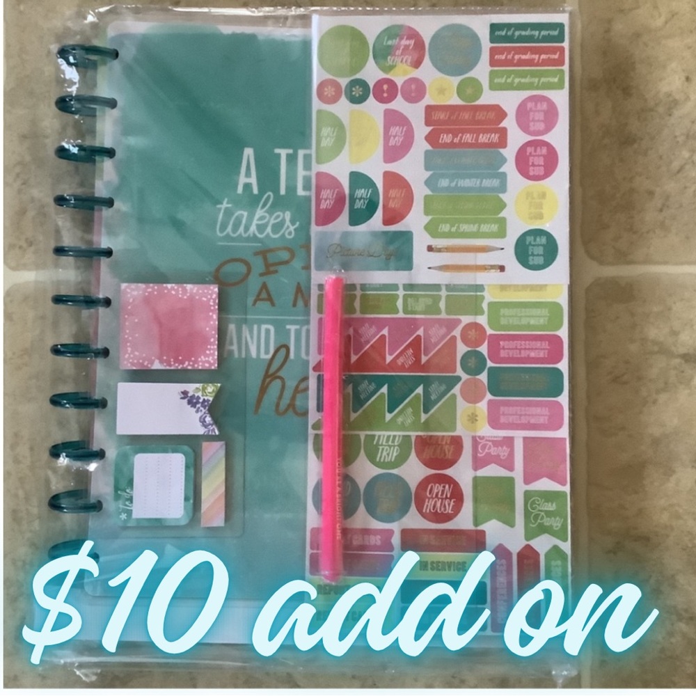 🍉Me & My Big Ideas Large Happy Planner, NWOT, teacher, outdated, easily changed